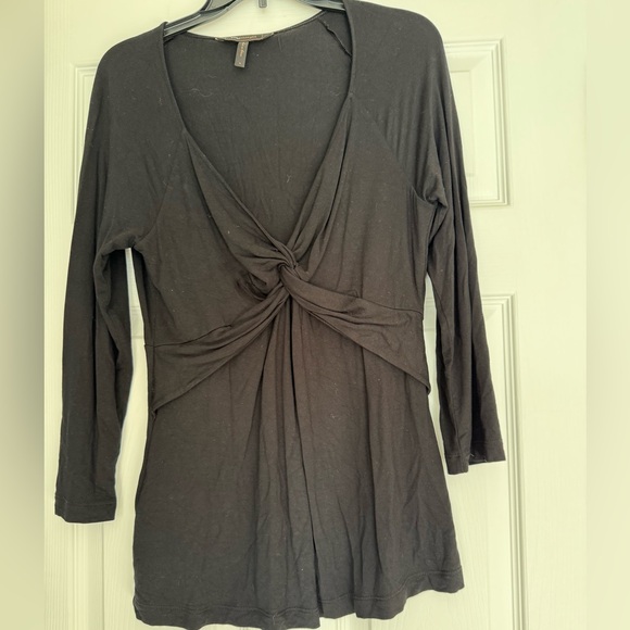 BCBGMaxAzria Tops - BCBGMaxAzria Black Twist-Front Long Sleeve Top